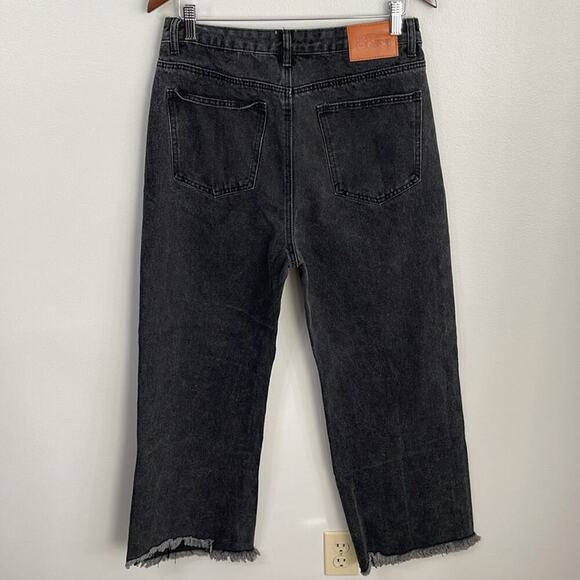 Princess Polly Black Washed Distressed Wide Leg Jeans Size 10 - Picture 2 of 4